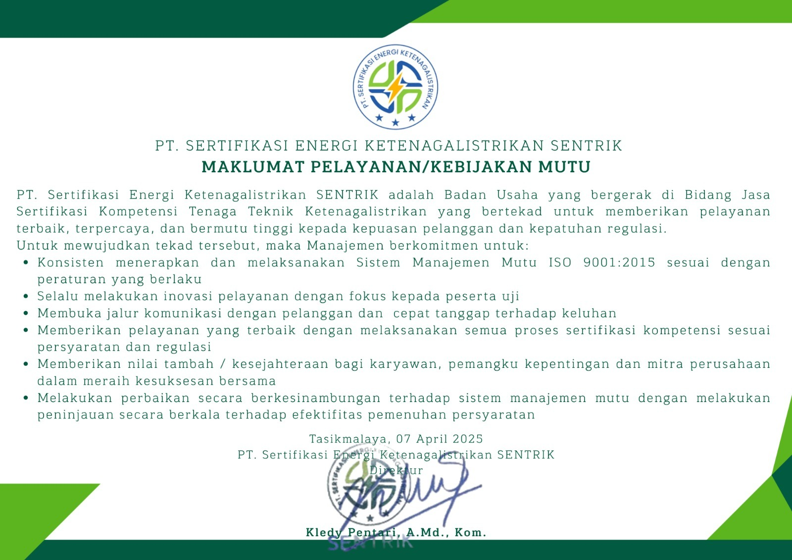 Maklumat Layanan LSK Sentrik